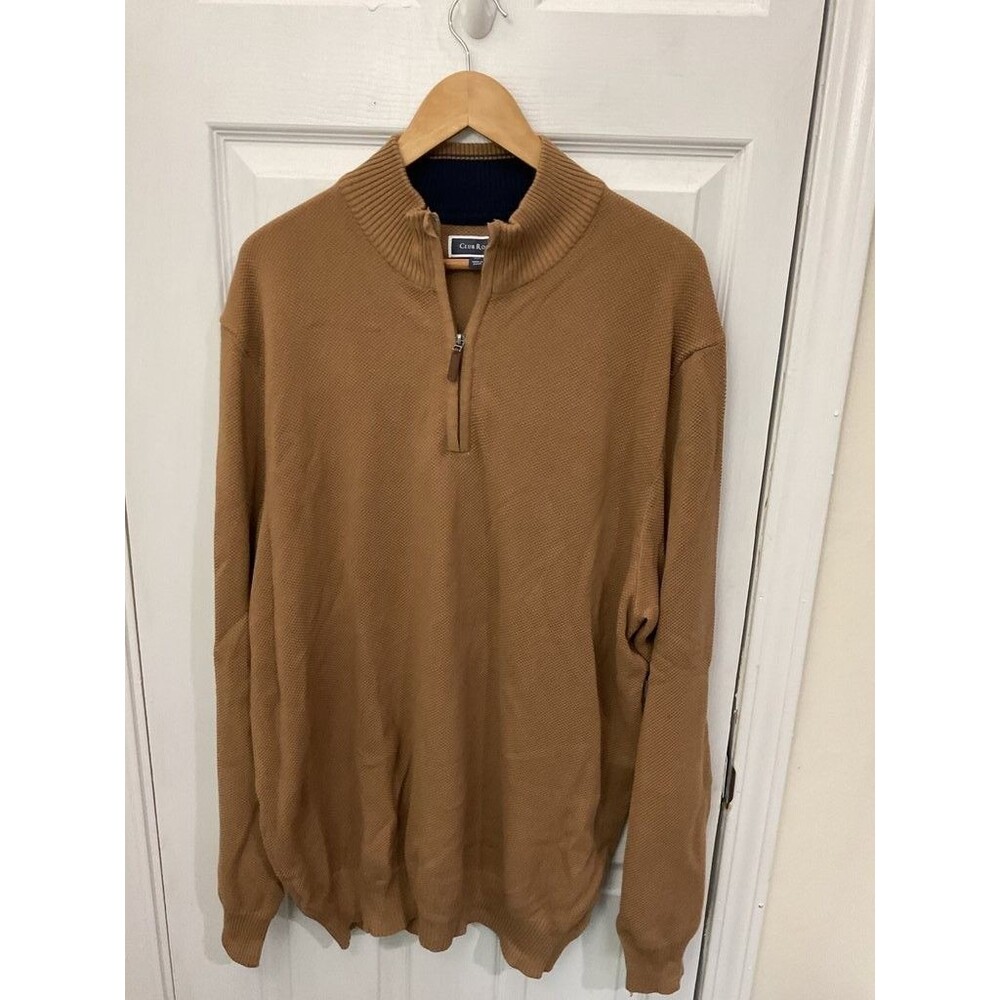 Club Room Men's Brown Quarter-Zip Sweater XXL